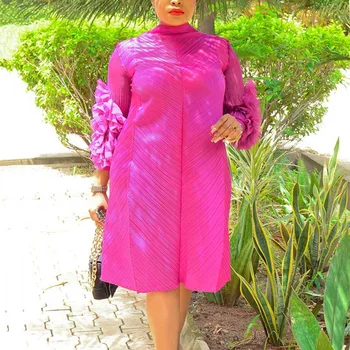 Elegnt Afican Moterų Mados Suknelė Iki 2023 M. Pavasarį, Rudenį Ponios Ilgai Žiedlapis Rankovės Plisuotos Sūpynės Ilga Suknelė