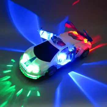Elektros 360 Sukimosi Policijos Automobilį Transporto priemonės su LED Muzika Vaikams mokomieji Žaislai Vaikams Įdomių Dovanų Gimtadienio proga