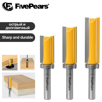 FivePears Trim Flush Kelvedžio Bitai/Cutter 8mm，YG6X aukšto kietumo volframo plieno ašmenys，Mediena Maršrutizatorius Bitai/Mediena, Medienos apdirbimo Įrankiai.