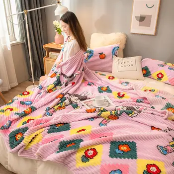 Foral Koralų aksominė antklodė namų dekoro patogus ir minkštas antklodės lovos 1,5 M 1,8 M kelionių nešiojamų oro kondicionierius dangtis
