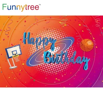 Funnytree Laimingas Gimtadienio Reklama Fone Berniukas Spalvinga Krepšinio Lankai Juostelės Taškų Ratą Fotografijos Rekvizitai Fonas