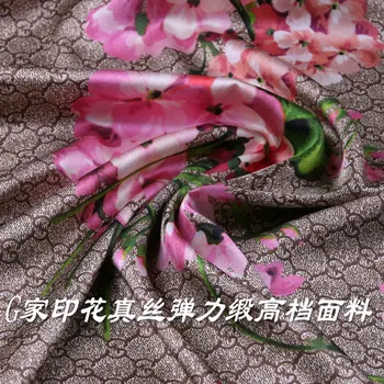 G naujo derliaus šilkaverpių šilko satino elastinga raštuoto audinio rankų darbo suknelė marškinėliai cheongsam audinys