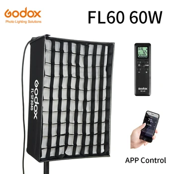 Godox FL60 60W Portable LED Vaizdo Šviesos Rollable Medžiaga Lempa su Korio Tinklo Softbox + Nuotolinio Valdymo Studija Fotografavimo
