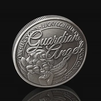 Guardian Angel Žiūrėti Per Jus Ir Ginti, Kad Jums Pasisekė Monetų Senovės Sidabro Proginė Medallion Norintys Metalo Medalis