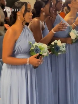 Ilgai Linijos, Šviesiai Mėlyna Bridesmaid Dresses 2023 Vienas Petys Vestuvių Svečių Suknelė Moterims Skraiste Demoiselle D Honneur Femme