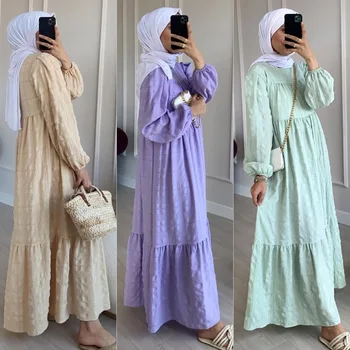 Ilgą Musulmonių Moterų Suknelė Suknelė Palaidi Tinka Pietryčių Azijoje Suknelė Micro Raukšlių Audinio, Patogiai, Patogi, Purus Suknelė, Mados