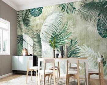 Individualizuotos fono paveikslėlį Europos Derliaus Ranka-dažytos Tropinių augalų bananų lapų Freskos TV fono sienos 3d tapetai