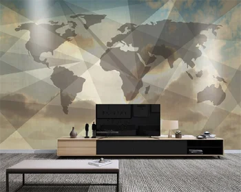 Individualizuotos fono paveikslėlį Šiaurės 3D abstrakčią asmenybę, mados geometrinis pasaulio žemėlapyje, gyvenamasis kambarys sofos fono sienos dekoratyvinis dažymas