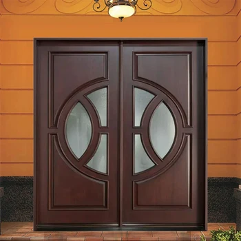 Individualų Spalvos, Dydžio Juodos spalvos Dažais Amerikos Stiliaus Classic Villa Home Pagrindinio Įėjimo Dvigubo Skydelis Medienos Durys su Matinio Stiklo