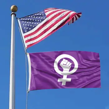 Išskirtinį Feminizmo Laisvės Reklama Išnyks Atsparus Violetinė Feminizmas Reklama Kiemas Uždaras Vėliavas su Moterų Ženklas