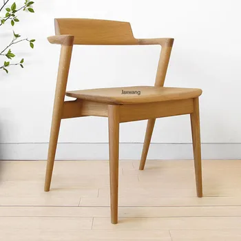 Japonijos Valgomojo Kėdė Virtuvėje Ąžuolo Rąstų Atlošas Laisvalaikio Fotelis Namų Baldai iš Medžio masyvo Modernus Minimalistinio Dizainerio Kėdė