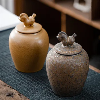 Japonų Stiliaus Rupi Keramikos Retro Arbatos Caddy Keramikos Dideli Saldainiai Kavos Pupelių Talpykla Namų Sandarios Skardinės Maisto Konteinerį