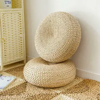 Japonų Stiliaus Tatamio Pagalvėlė Natūralių Šiaudų Turas Pouf Sofos Pagalvėlių Pynimo Rankų Darbo Megzti Šiaudų Butas Sėdynės Pagalvėlės Dekoras