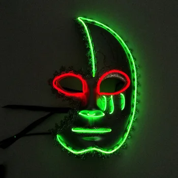 Juokinga Halloween LED Žėrintis Mėnulis Kaukė Šviesos Neonas Siaubo Kaukė Pusę Veido Šviesos Kostiumas Rekvizitai