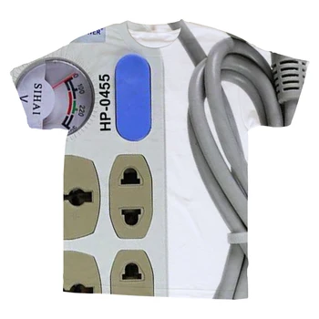 Juokinga technologija plug-in valdybos lizdo Elektros kištuką valdybos T shirts 3D Atspausdintas harajuku Trumpas Rankovės šortai daugiau dydis marškinėliai vyrams marškinėliai