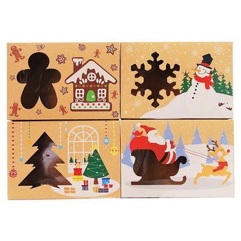 Kalėdų Slapukas Tortas, Saldainių Dėžutė Kraft Popieriaus Dovanų Pakavimo Dėžės Didelis Kalėdinių Dovanų Dėžutėje Su Langeliu Naujųjų Metų Navidad