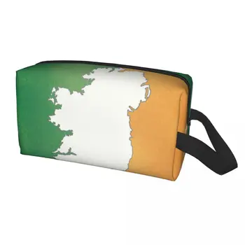 Kelionės Retro Airija Žemėlapį Airijos Vėliava, Tualetinių Reikmenų Krepšys Nešiojamų Tėvynės Makiažas Kosmetikos Organizatorius Grožio Saugojimo Dopp Rinkinio Dėžutė