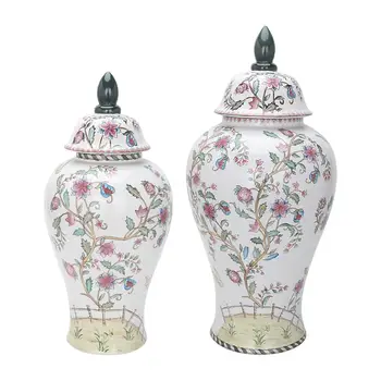 Keramikos Imbieras Jar Modernus Stalo Gėlių Vaza Laikymo Indelį su Dangteliu Porceliano