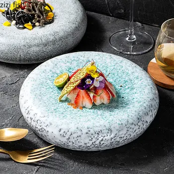 Keramikos Vakarienė Plokštės Kūrybos Akmens Modelio Sashimi Plokštė Suši Plokštės Desertas Plokštės Kepsnys Plokštės Restoranas Specialūs Indai