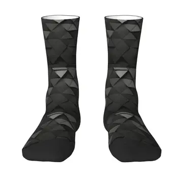 Kietas vyriški Tamsiai aukštųjų Technologijų Trikampiai Suknelė, Kojinės Šiltos Unisex Breathbale 3D Spausdinimo Abstrakčių Geometrinių Įgulos Kojinės