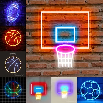 Krepšinio Neoninis Ženklas Šviesos Krepšelį Kamuolys Futbolo LED Dekoracija Lempa USB Kištukas Žaidimų Kambarys Mokymo Parduotuvė Dovanų Šalis