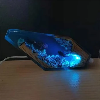 Kūrybos Naras Ryklių Naktis Šviesiai Mėlyna Lempa Kuprius Namo Stalas Desktop Dervos USB Banginis Papuošalai Lempos Papuošalai Lempos N8Z1
