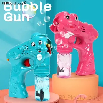 Kūrybos mielas juokingas animacinių filmų vaikams elektrinis automatinis šviesos muzika bubble gun žaislas dolphin burbulas mašina vaikų dovanų zd41