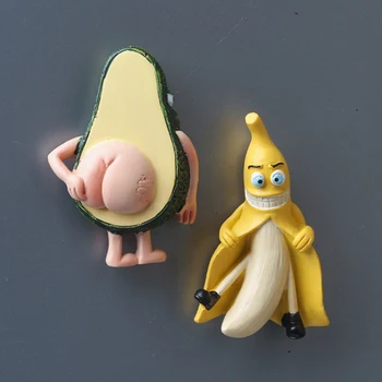 Kūrybos trimatis Šaldytuvas Magnetas Mielas Vaisių, Bananų ir Avokadų Juokinga Šaldytuvas Magnetas Naujovė & Kamštukas Žaislai