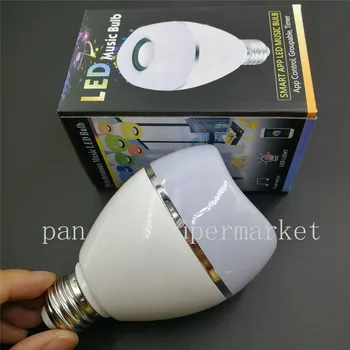 LED Bluetooth Lemputės 8W E26 RGB Spalva Keičiasi Lempos Belaidis Garsiakalbis Lemputė Muzikos Naktį Šviesos