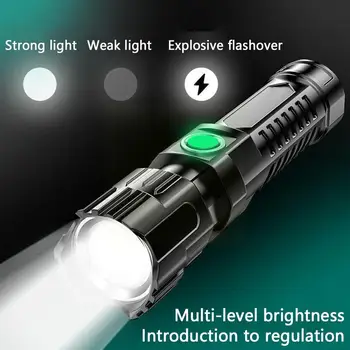 LED High Power LED Žibintuvėlis 5000mAh USB Įkraunamas Žibintuvėlis LED Galingas Šviesos Žibintuvėlis LED 1000M Flash Kulka Ilgai Lanter T4P5