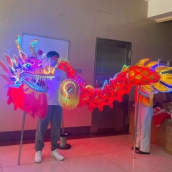LED šviesos dragon lazerio šviesą, 9M ilgio dragon šventė šalies žaidimų aikštelė dragon dance Tradicinės Kinų drakonas šokių rekvizitai