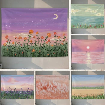 Lauko pusėje kraštovaizdžio aliejaus tapybai spausdintą modelio dekoratyvinis siuvinėjimas rožinė mergaitė namuose miegamasis kambarys bendrabutyje dekoratyvinis siuvinėjimas