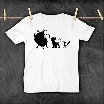 Liūtas Simba Timon ir Pumbaa Atspausdinta Marškinėliai Vaikų Mados marškinėliai Atsitiktinis Harajuku Grafinis Marškinėlius Vaikai Tee Viršūnes Drabužių Tendencijos