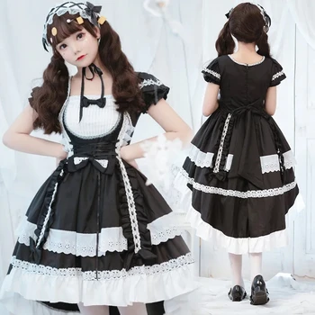 MAGOGO Juoda Balta Kambarinės Drabužių Cosplay Suknelė Moterų Gothic Lolita Dress