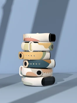 Mados Morandi Akvarelė Silikono Riešo Dirželis Watercolour Spalvinga Apyrankė už Xiaomi Mi Band 3 4 5 6
