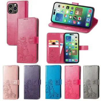 Magnetinio Flip Cover Telefono dėklas Skirtas iPhone 15 14 ir 13 12 11 Pro XR X Xs Max 8 7 6 Plus SE Įspaudas Gėlių Telefono Dangtelį