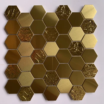 Matt Aukso hexagoanl nerūdijančio plieno metalo mozaikos plytelių KTV kambarį apdaila