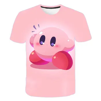 Merginos 3D Kirby Spausdinti marškinėliai Mielas Kirbys Marškinėlius Mergaičių Vasaros Tees Viršuje Drabužiai Vaikams, Cartoon Drabužius Atsitiktinis Paauglių Marškinėliai