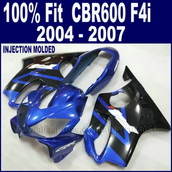 Motociklams Lauktuvės Rinkiniai Mėlyna Su Juoda Honda Cbr 600 F4i 2004 m. 2005 m. 2006 m. 2007 Cbr600f4i 04 05 06 07 Purvasargiai ABS Įpurškimas