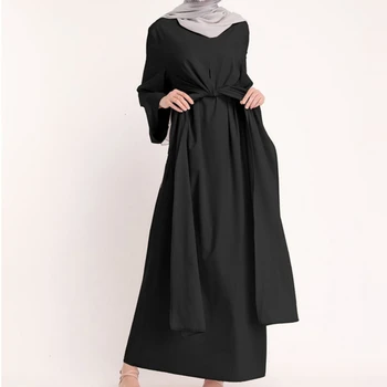 Musulmonų Mados Hijab Ilgos Suknelės Moterims Su Varčias Vientisos Spalvos Islamas Drabužių Abaja Afrikos Suknelės Moterims Musulman Djellaba