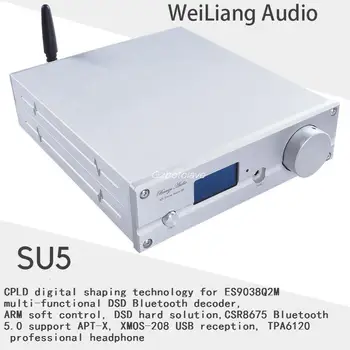 NAUJAS Weiliang SU5 dekoderis ES9038Q2M chip XMOS-208 Daugiafunkcis USB Bluetooth 5.0 TPA6120 headphone palaiko DSD512