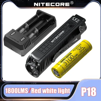 NITECORE P18 Fotoblykstės 1800Lumens CREE XHP35 HD LED savigynos Žibintuvėlis 8 Apšvietimo Režimai Baltas Raudonas Šviesos Žibintai +Baterijos