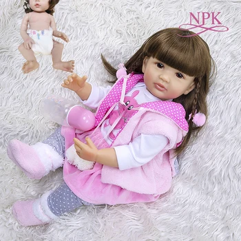 NPK 55CM Full body bebe silikono lėlės reborn bamblys mergina lėlės ifelike nekilnojamojo minkšta vonios žaislas Anatomiškai Teisingą