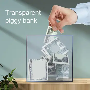 Naudinga Piggy Bank Kompaktiškas Monetų Jar Didelės Talpos Dekoratyvinis Aišku, Pinigų, Monetų Piggy Bank Darbalaukio Ornamentu