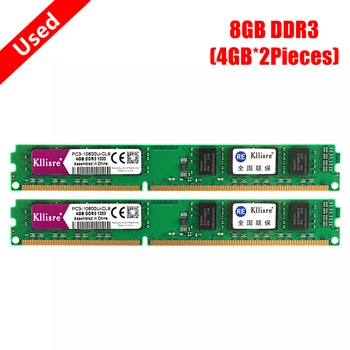 Naudoti Kllisre DDR3 4GB 1333MHz 1 600mhz Atmintis 8 GB (4 GB*2Pieces) PC3 CL9 CL11 1,5 V Darbalaukio RAM Dimm