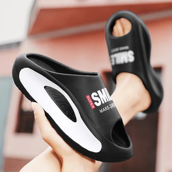 Nauja Vasaros Sneaker Šlepetės Moterims, Vyrams Storio Apačioje Platforma Skaidrės Minkštu EVA Tuščiaviduriai Unisex Sporto Sandalai Atsitiktinis Paplūdimio Bateliai