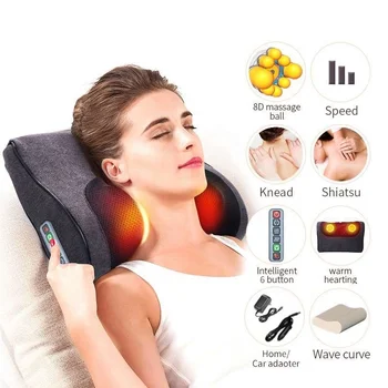 Naujas 6 Mygtuką, Nešiojamieji Elektriniai Veidrodėliai Kaklo Massager Pečių, Juosmens, Nugaros Skausmo Terapija Minkymo Shiatsu Masažo Pagalvė