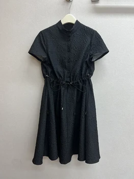 Naujausias vasaros stiliaus prancūzijos Hepburn stiliaus maža juoda suknelė maža mergaitė smilkalai, vėjo vyresnysis prasme, plisuotos paramos žakardo