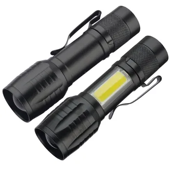 Nešiojamų LED Žibintuvėlis XPE COB Žibintas Įkraunamas Žibintuvėlis įmontuota Baterija Zoom Žibintuvėlis 3 Režimas Anti-slydimo Ir Vandens