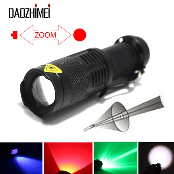 Nešiojamų Mini Vietoje Lempos 1Mode zoom UV LED Žibintuvėlis /Žalia/Raudona /Balta Zoomable Taktinis Žibintuvėlis Lemputė Žvejybai, medžioklei